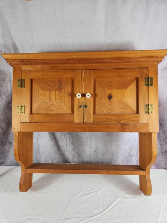 Wooden Cabinet with Doors and Towel Rack