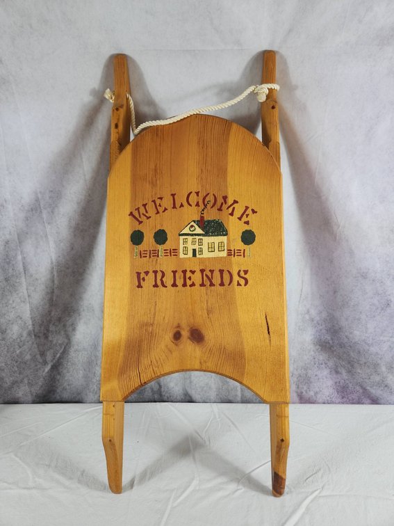 Wooden Decorative Sled with Welcome Sign