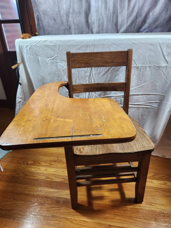 Vintage Wooden School Desk with Writing Surface