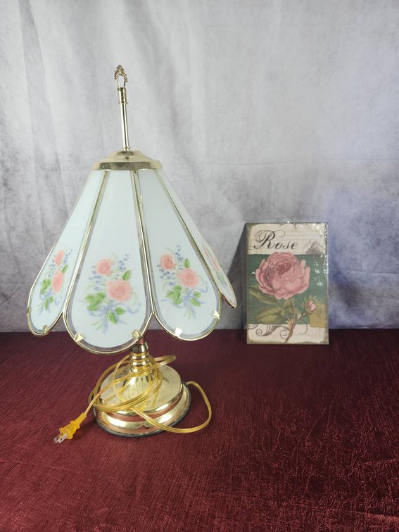 Vintage Floral Touch Lamp and Decorative Sign