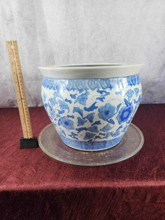Blue and White Ceramic Flower Pot