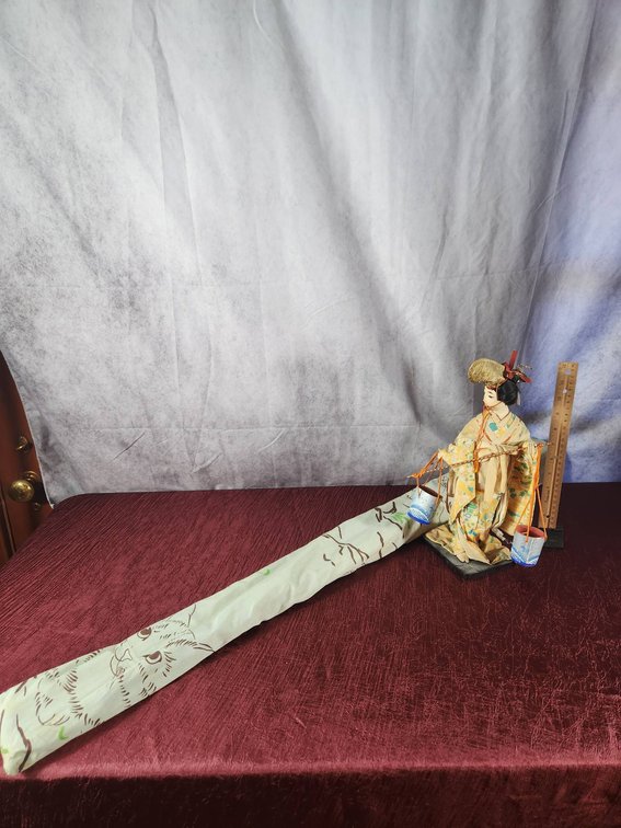 Oriental Figurine with Fan and Accessories