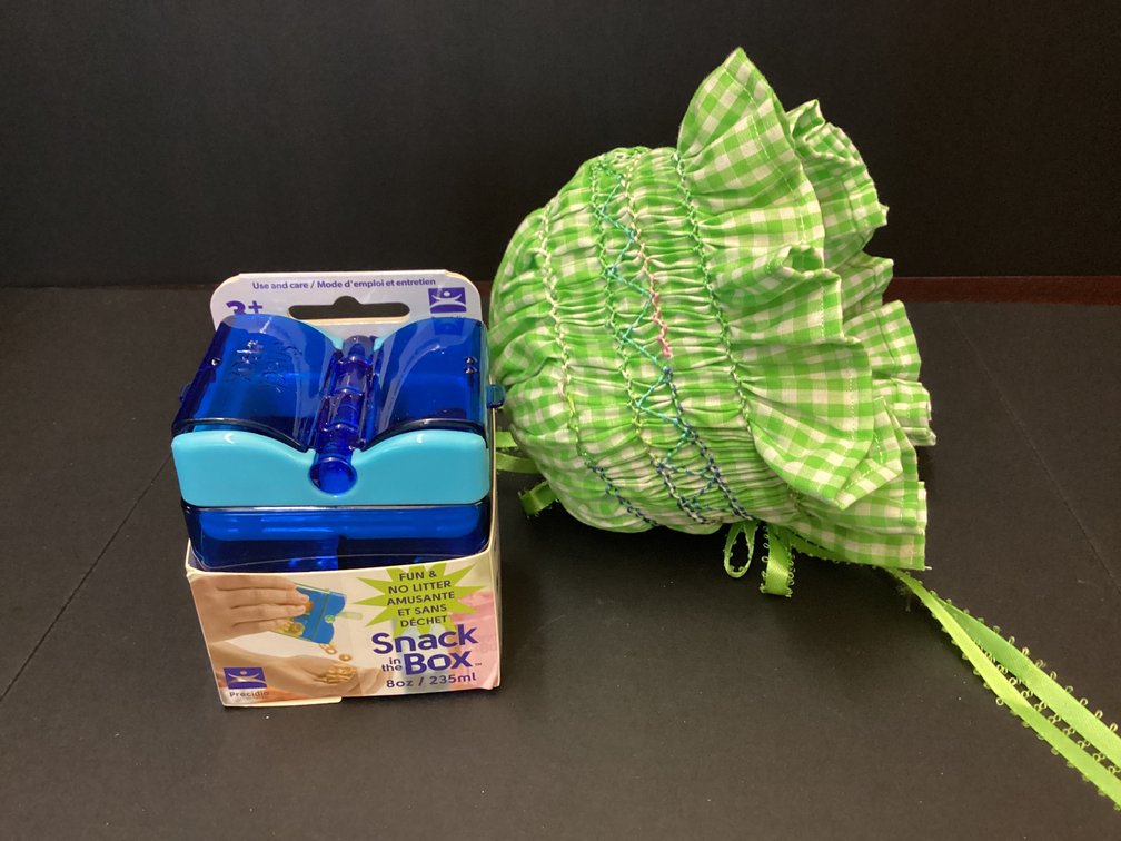 Hand smocked newborn baby bonnet and snack box