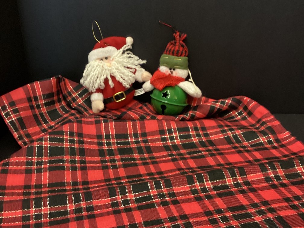 Holiday Table Runner and ornaments