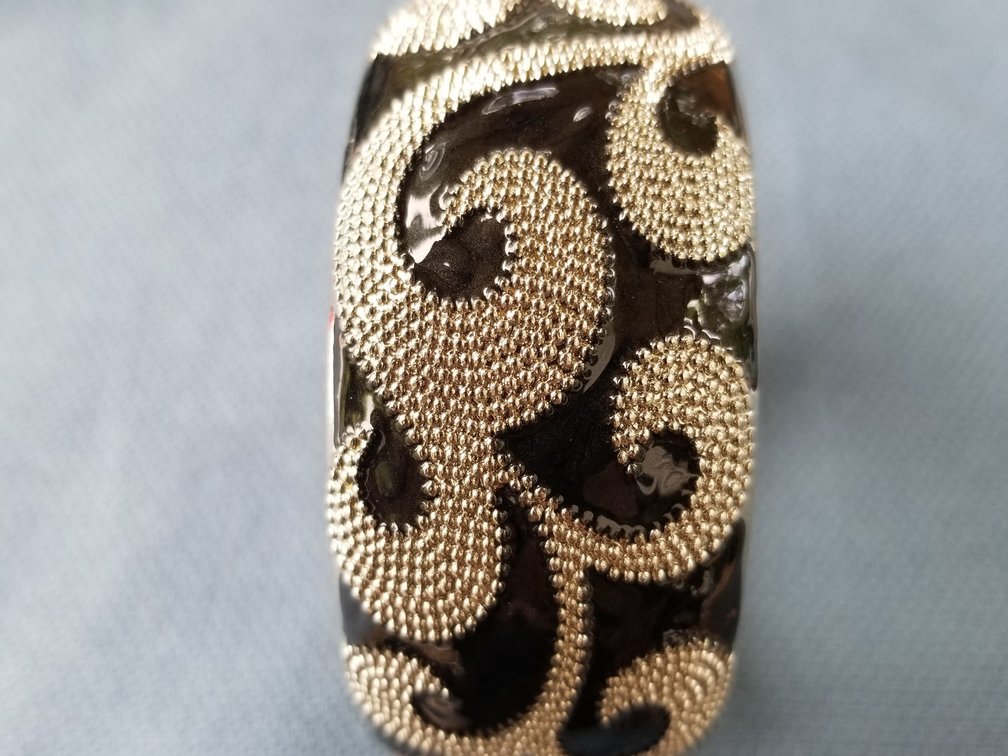 Silver cuff braclet with black enamel 