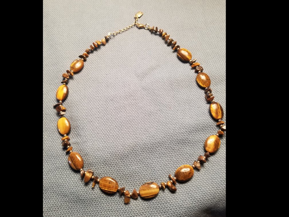 Chaps Polished Stone & Gold Beaded Necklace 