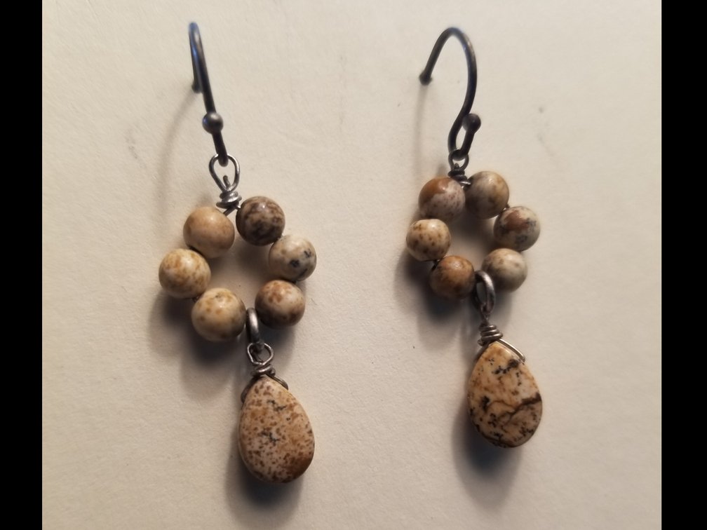 Pair of Polished Stone/Bead Earrings