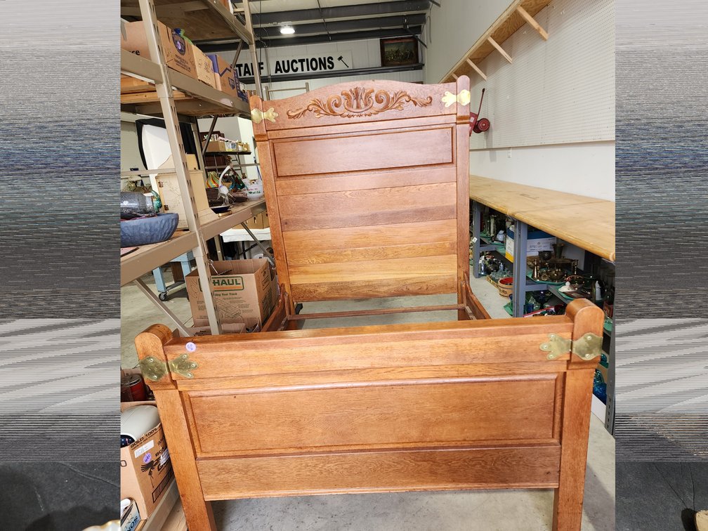 Solid wood bed with head board and foot board