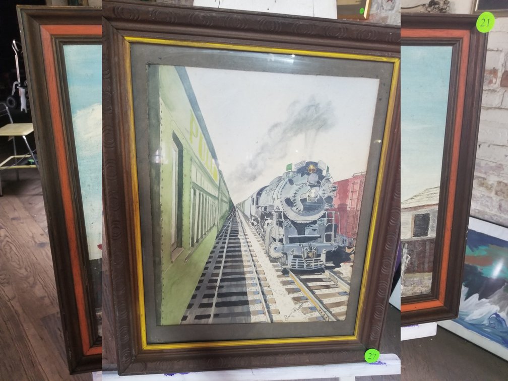 Railroad theme Watercolor by Robert C Meagher
