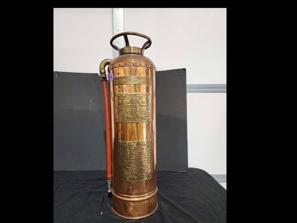 Antique Child's  O.J. Child's co brass fire extinguisher  