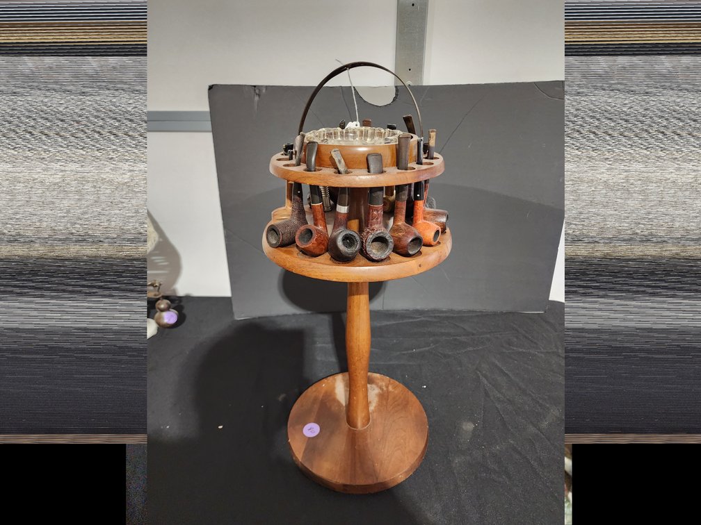 Antique pipe stand and ashtray
