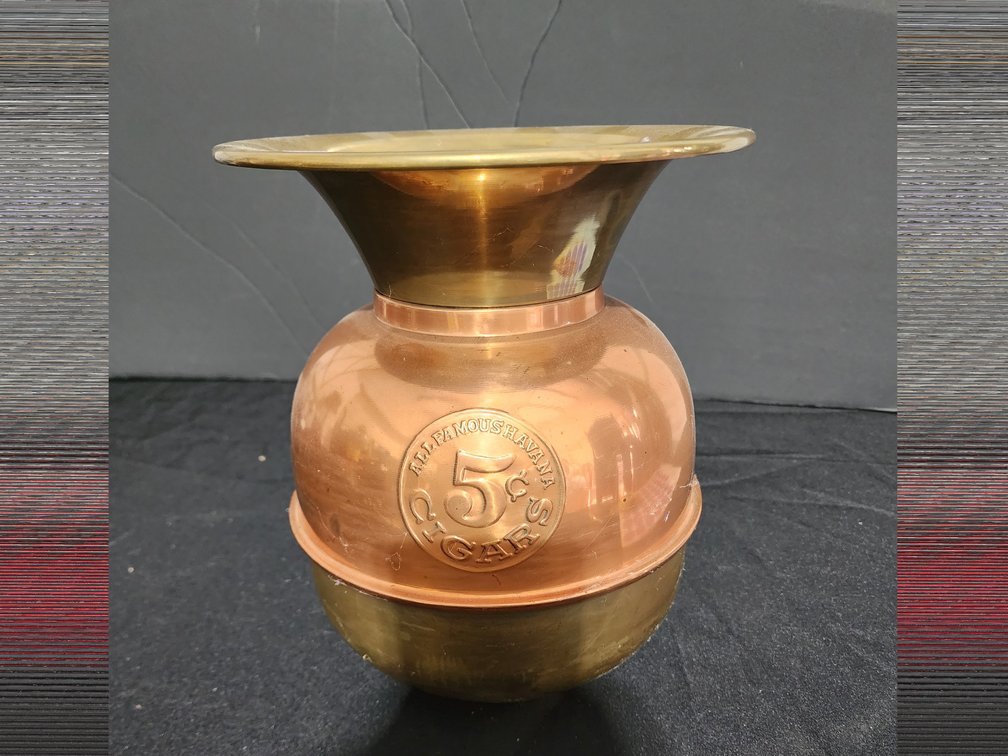 Brass  Copper spittoon  with advertising 