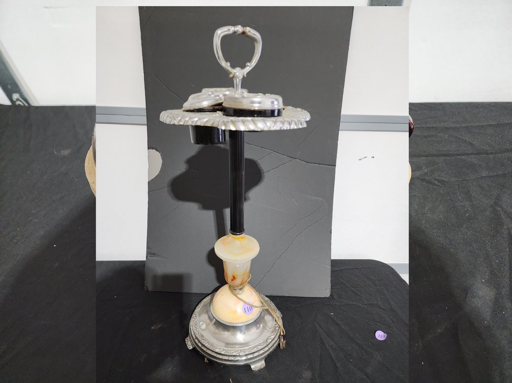 Electric lighted smoking stand 