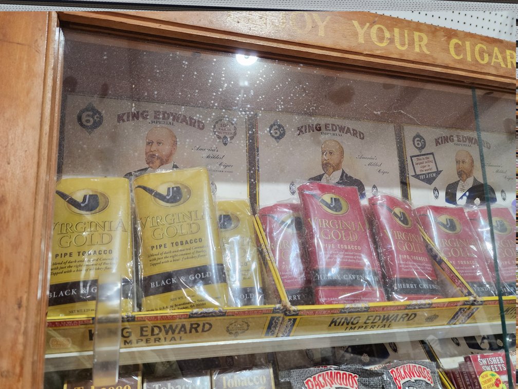 Shelf of vintage tobacco,  un opened