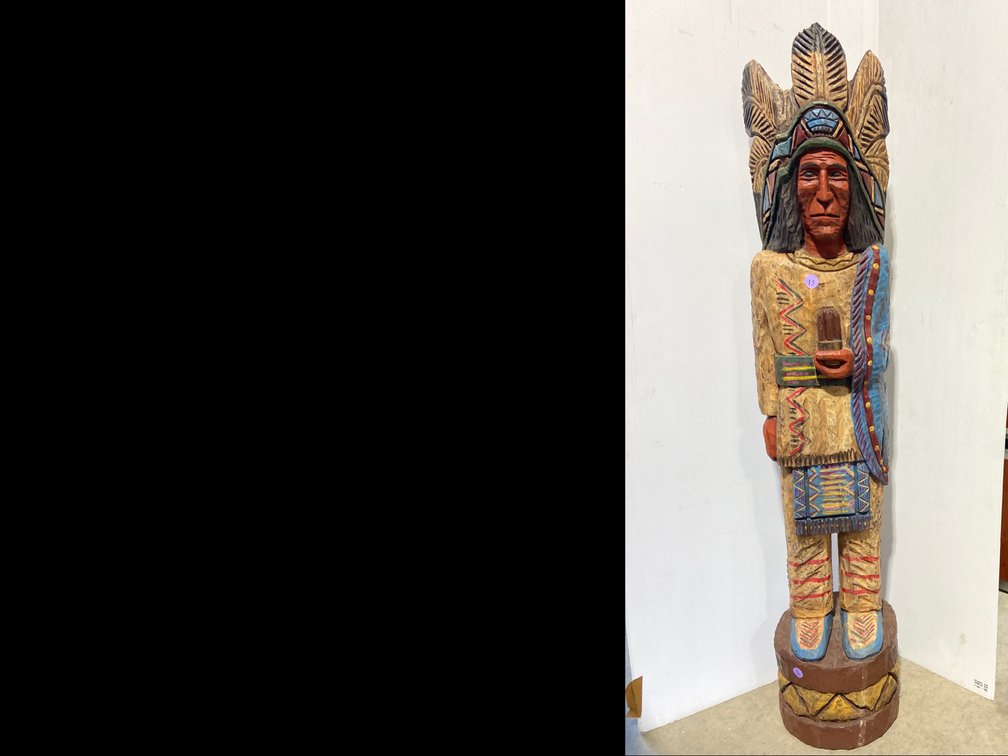 Hand carved wooden cigar Indian 