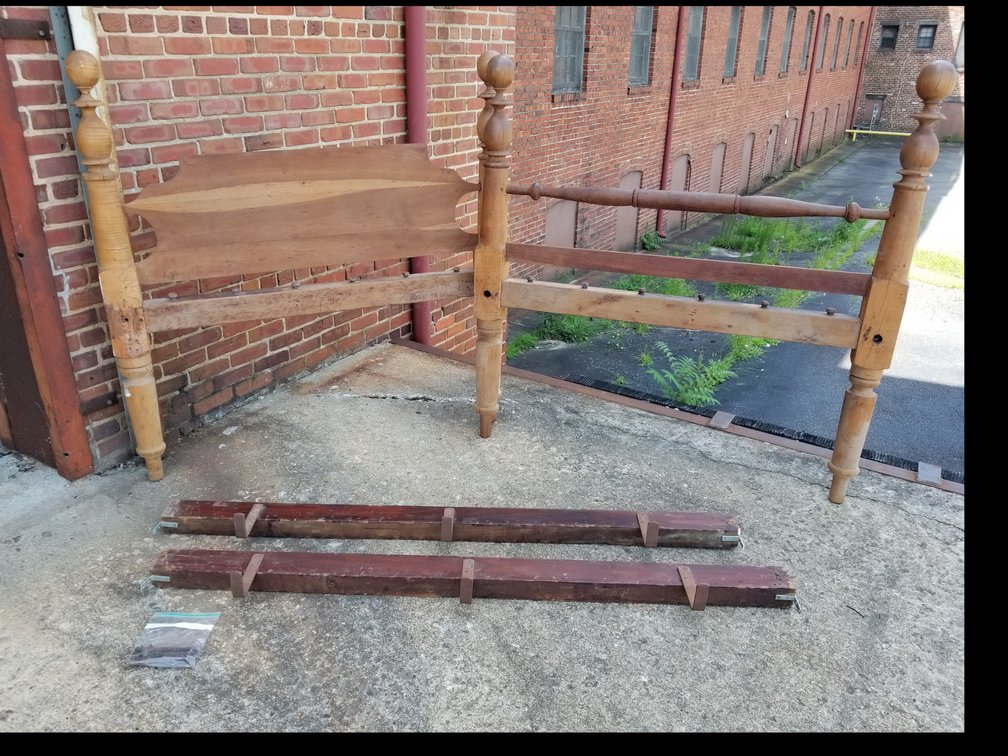 Circa 1840 Cherry and Figured Maple Bed