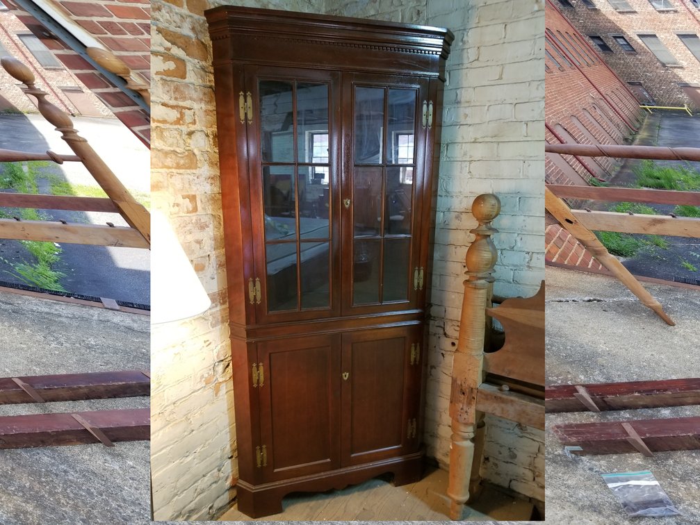 Solid Mahogany Corner Cupboard in the manner of Craftique