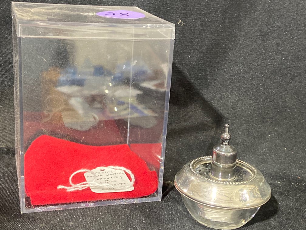 Vintage Frank whiting Sterling and glass cigarette lighter