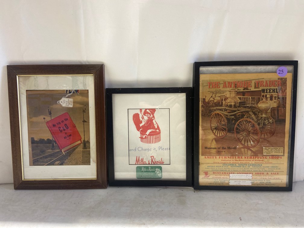3 vintage advertising framed art