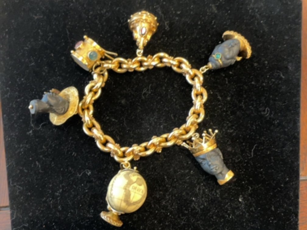 18K Gold Charm Bracelet, 6 Charms