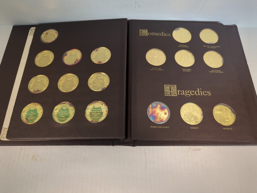 14K Gold on Silver Proof Set  - The Shakespeare Medals