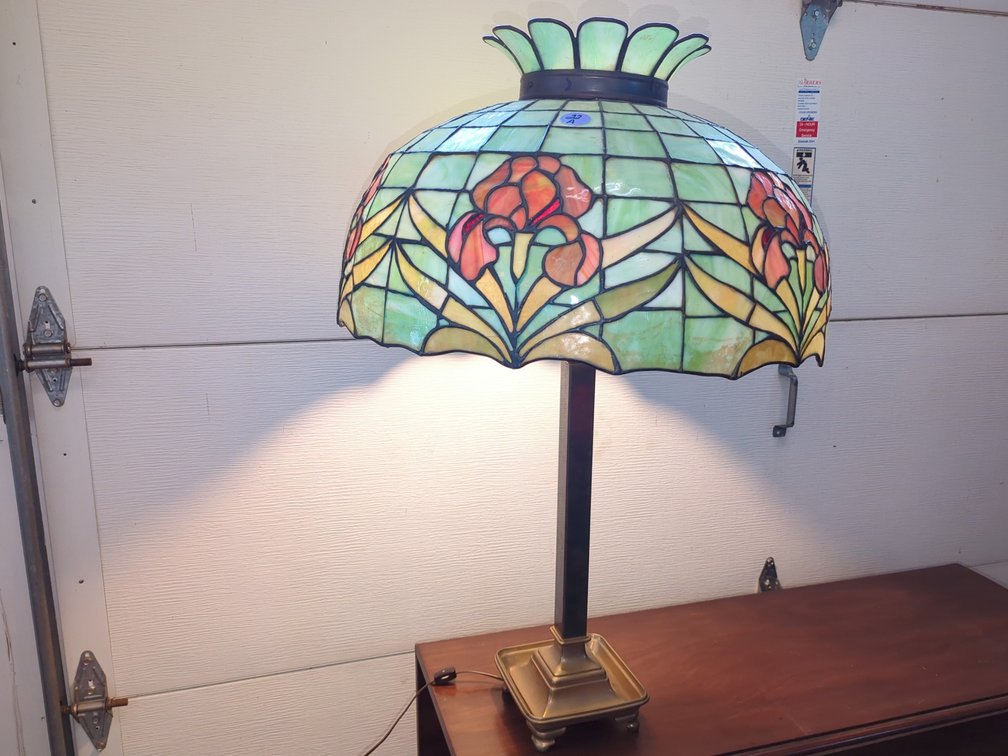 Tiffany Style Lead and Stained Glass Lamp