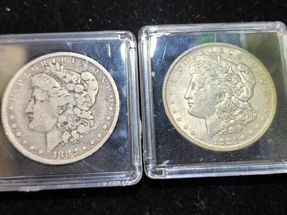 Two Morgan Silver Dollars