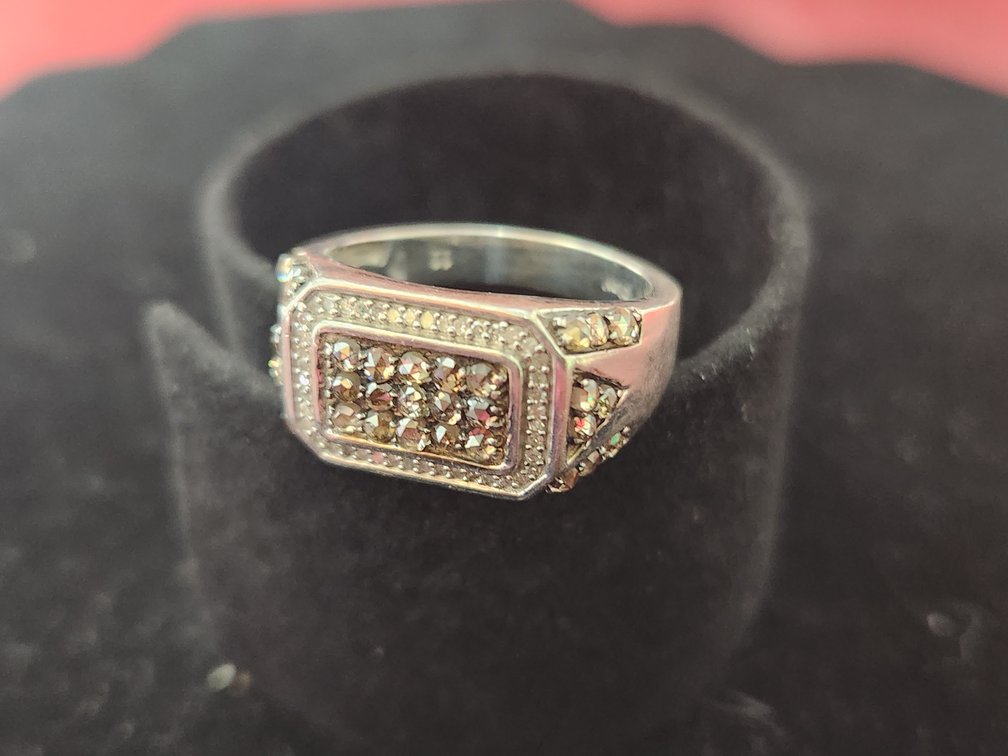 Sterling Silver And Chocolate Diamond Ring 