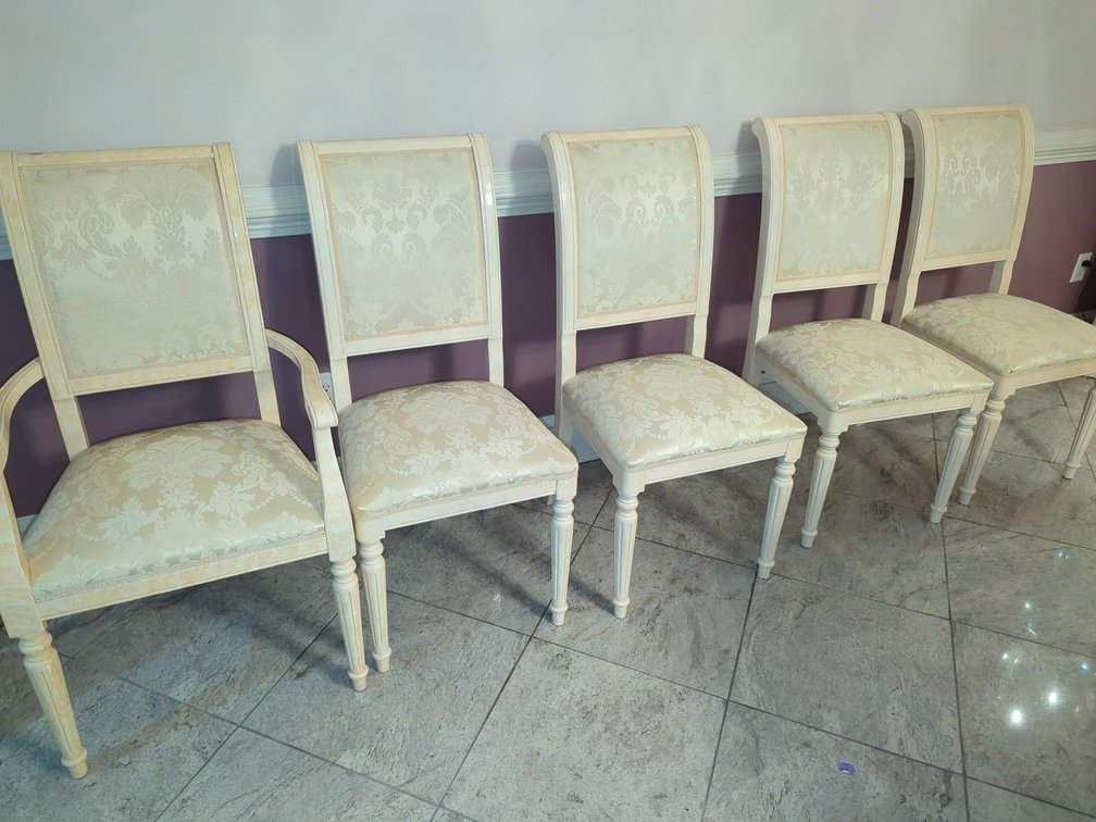 Dining Room Chairs, Ivory in Color, Italian Made