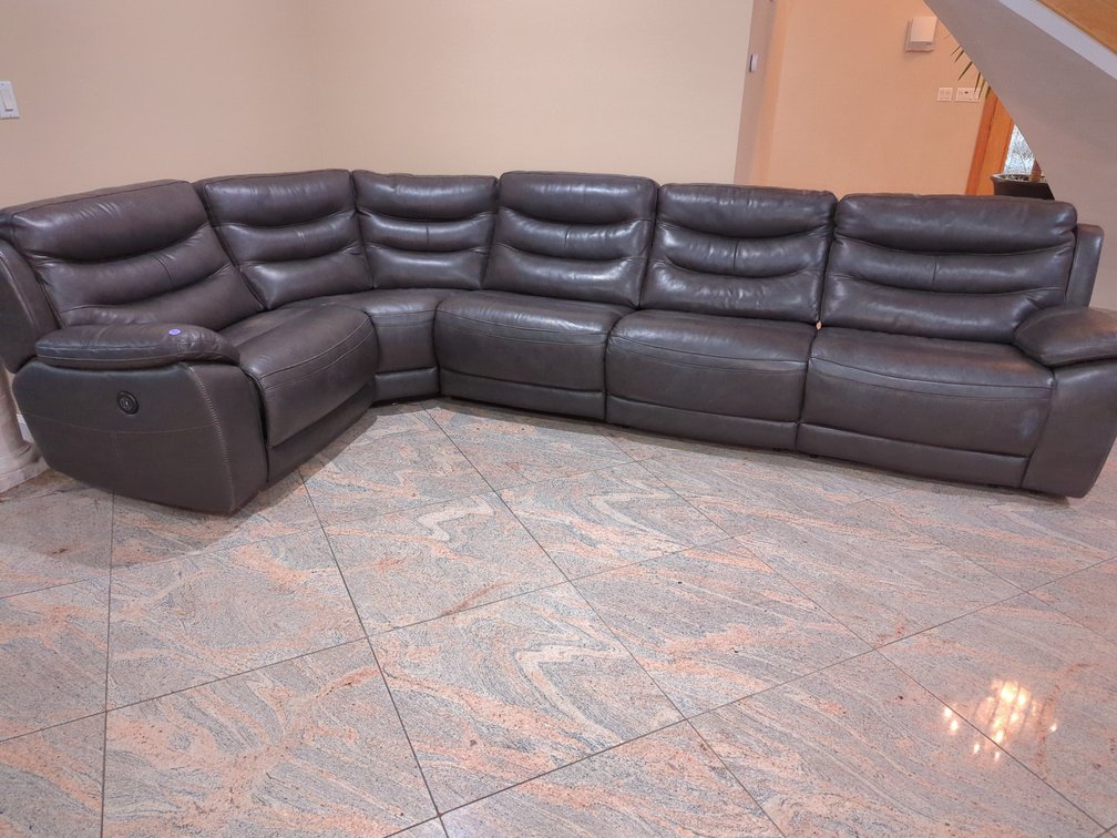 Leather Sectional Couch With Four Recliners 