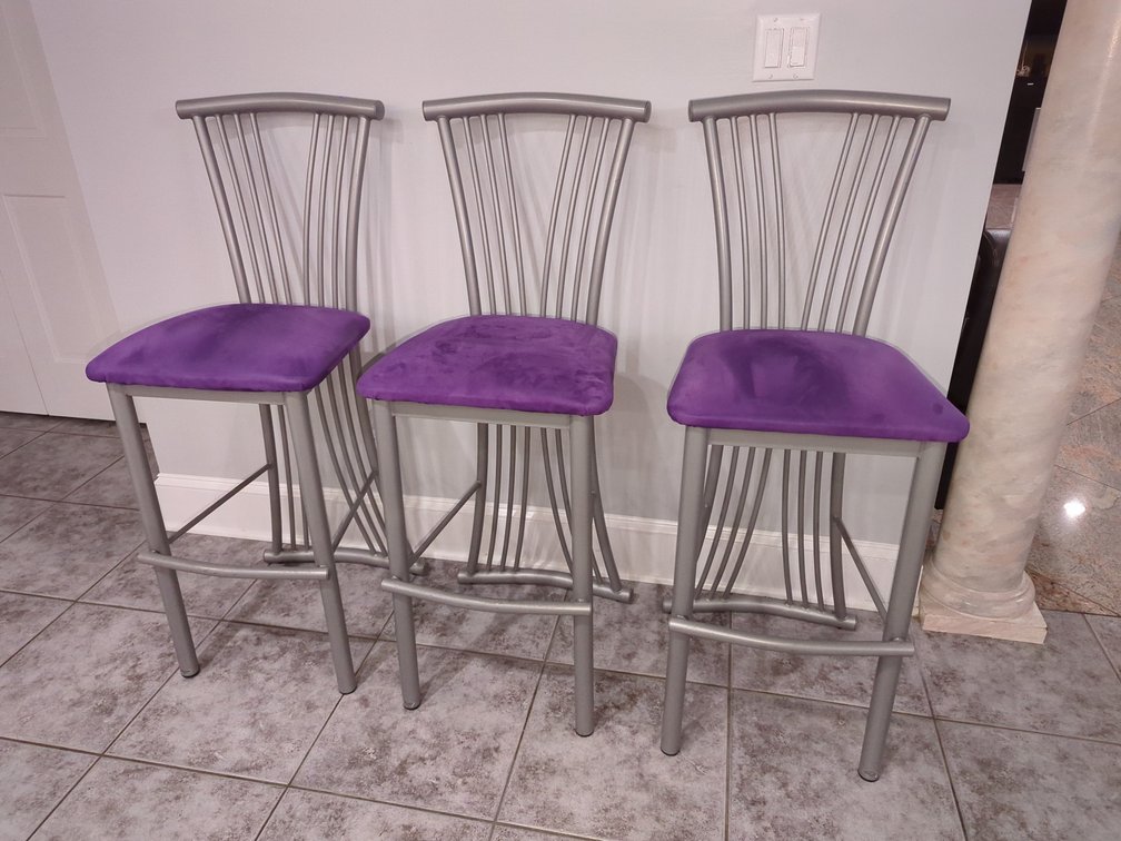 Three Contemporary Metal Bar Stools