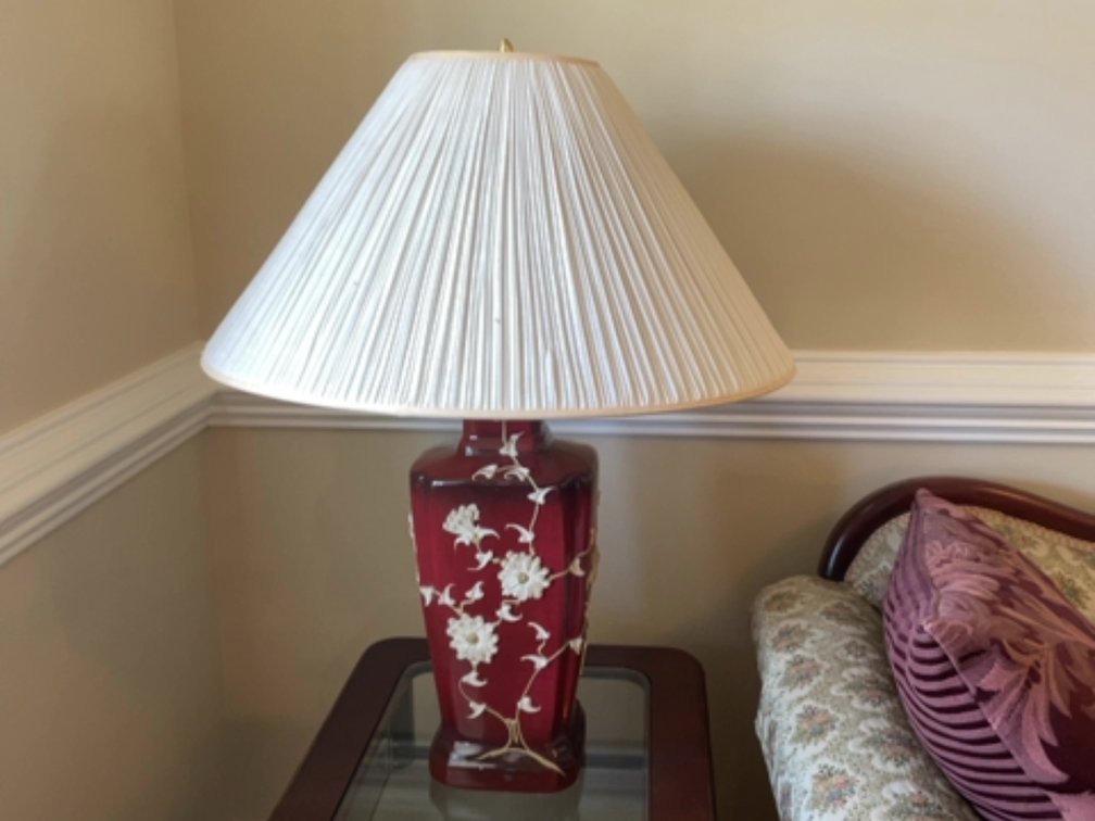 Asian style red lamps w/ applied decoration