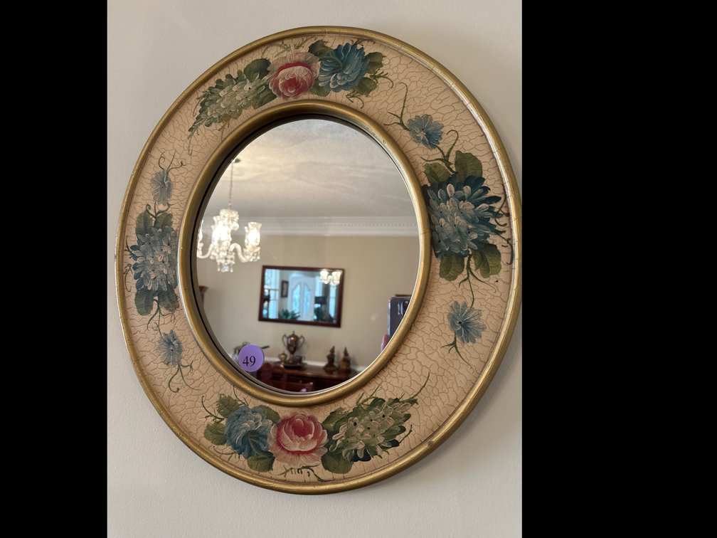Oval painted mirror