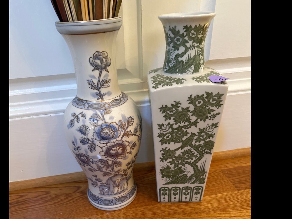Oriental Vases, one with Dried Flowers 