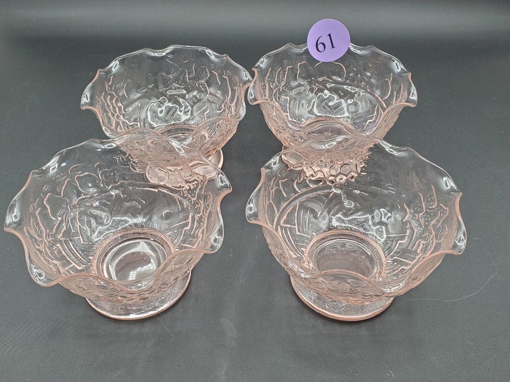 Pink Depression Glass Berry Bowls