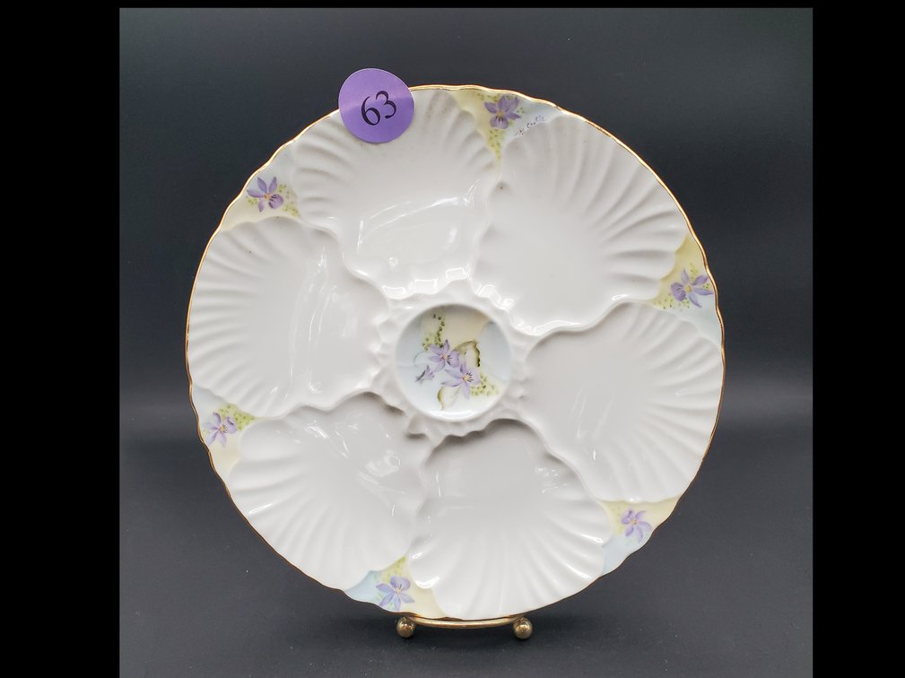 Hand Painted Vintage Oyster Plate
