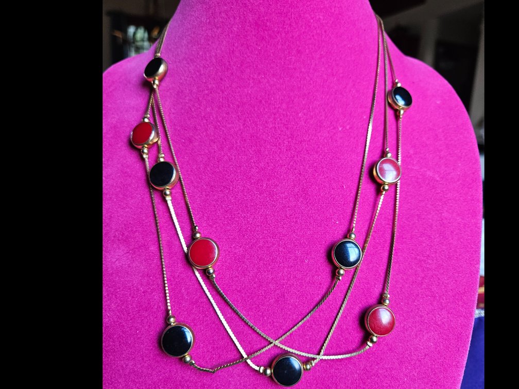 Vintage Gold Chain Triple Strand Necklace
