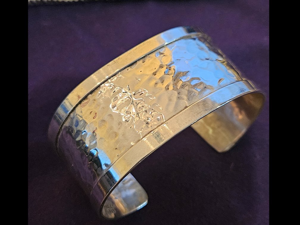 .925 Silver Cuff Bracelet with Hammered Finish