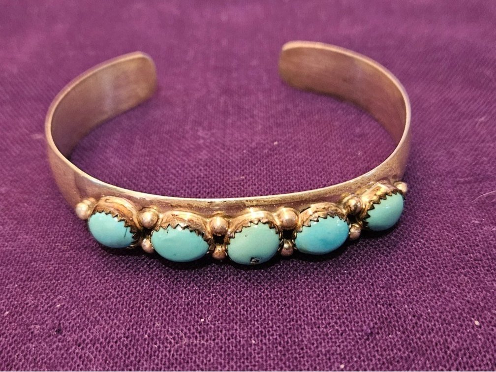 Native American Turquoise and Silver Cuff Bracelet 