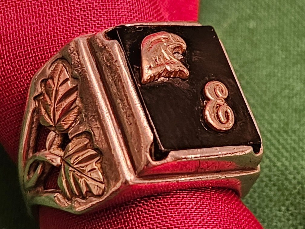 Man's Sterling Ring with Multi-colored Gold Accents
