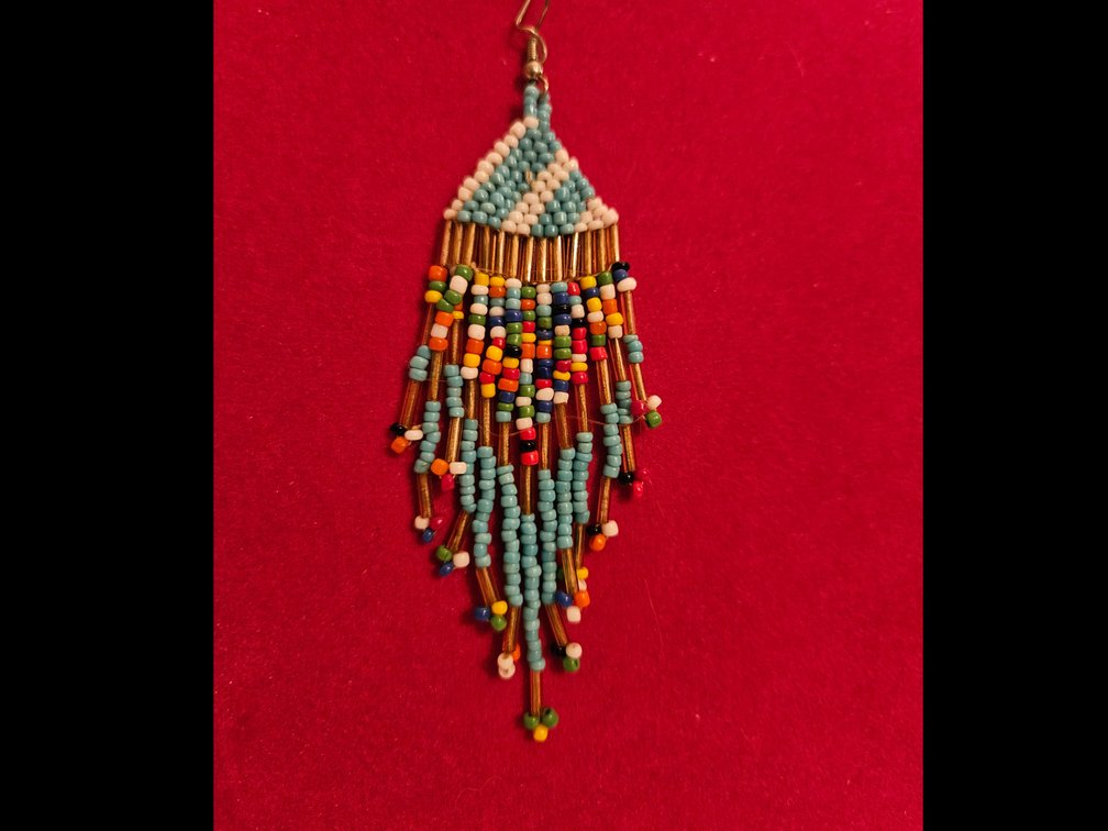 Native American Style Beaded Pendant on .925 Silver Necklace