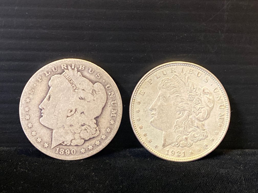 Two Morgan Silver Dollars