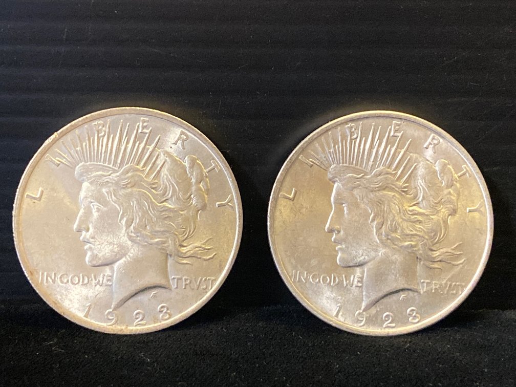 Two 1923 Silver Peace Dollars