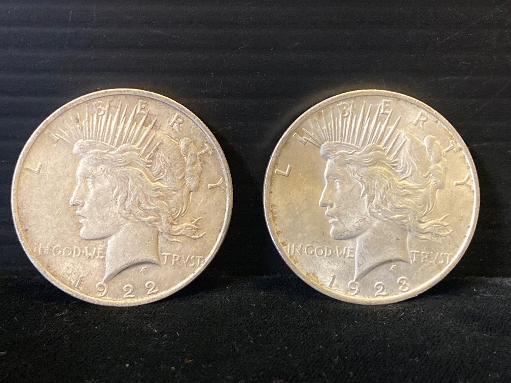Two Silver Peace Dollars
