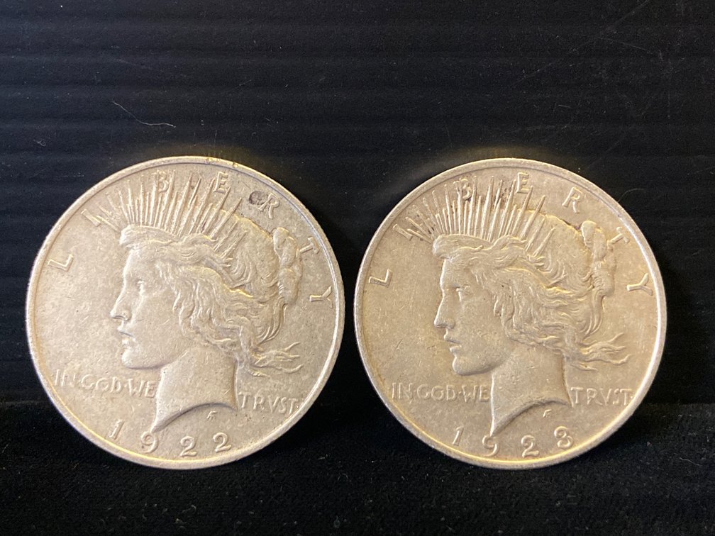 Two Silver Peace Dollars