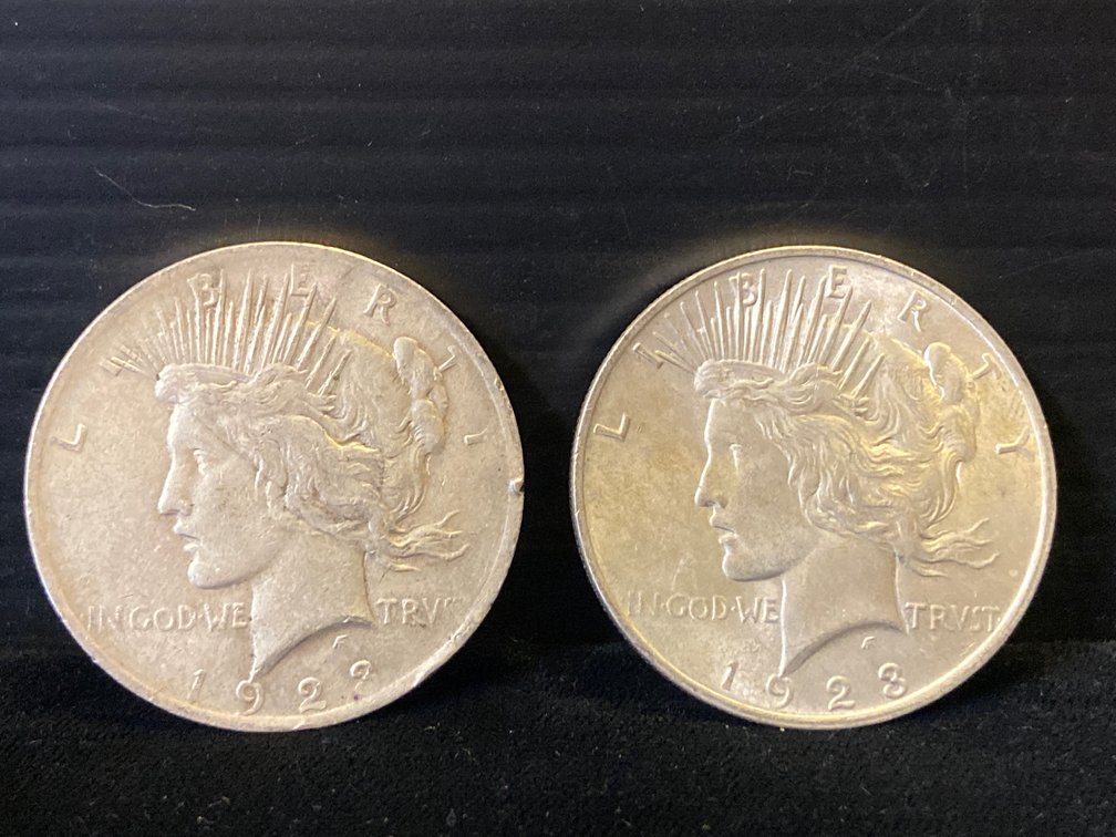 Two 1923 Silver Peace Dollars