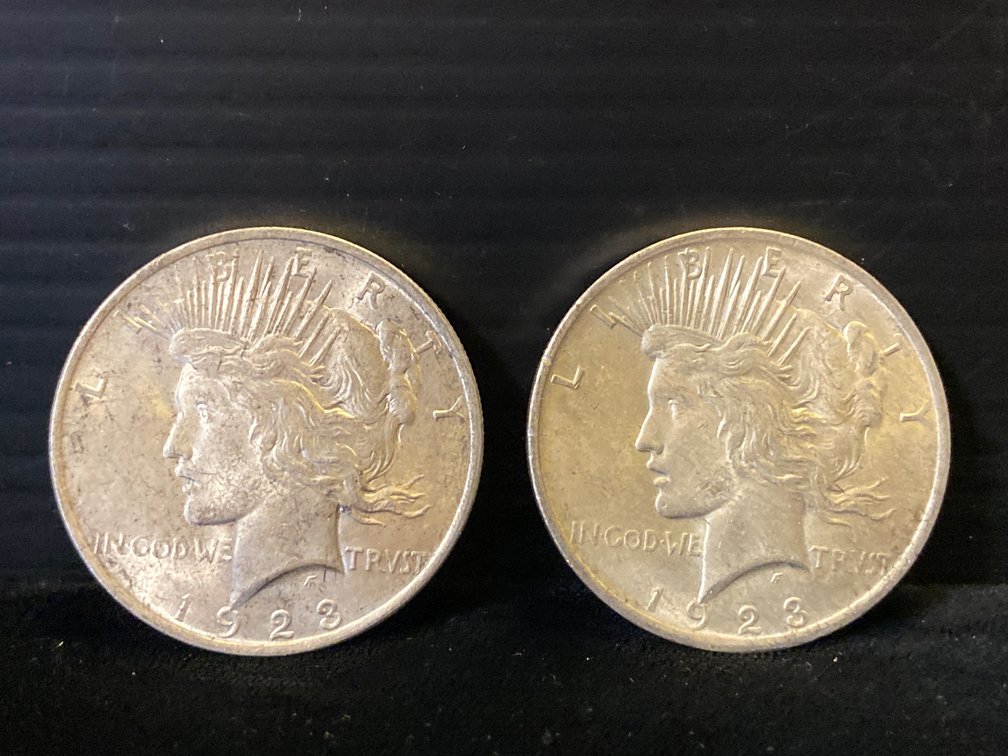 Two 1923 Silver Peace Dollars