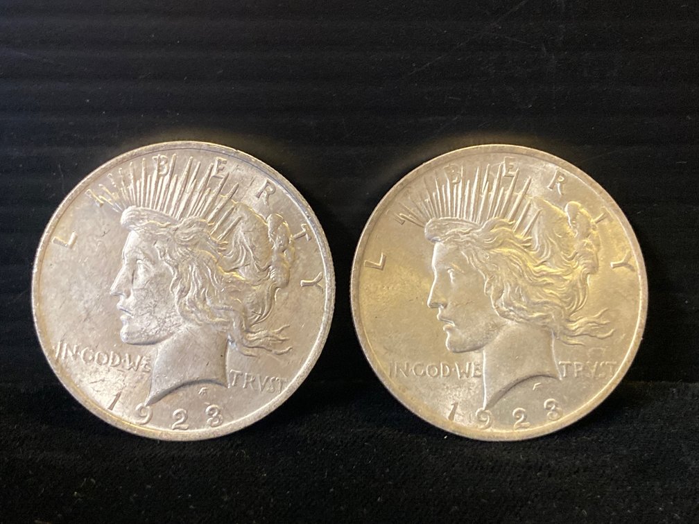 Two 1923 Silver Peace Dollars
