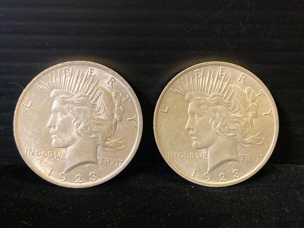 Two 1923 Silver Peace Dollars