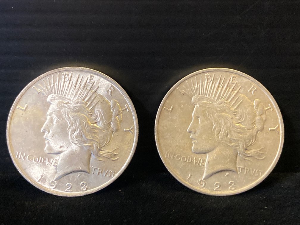 Two 1923 Silver Peace Dollars